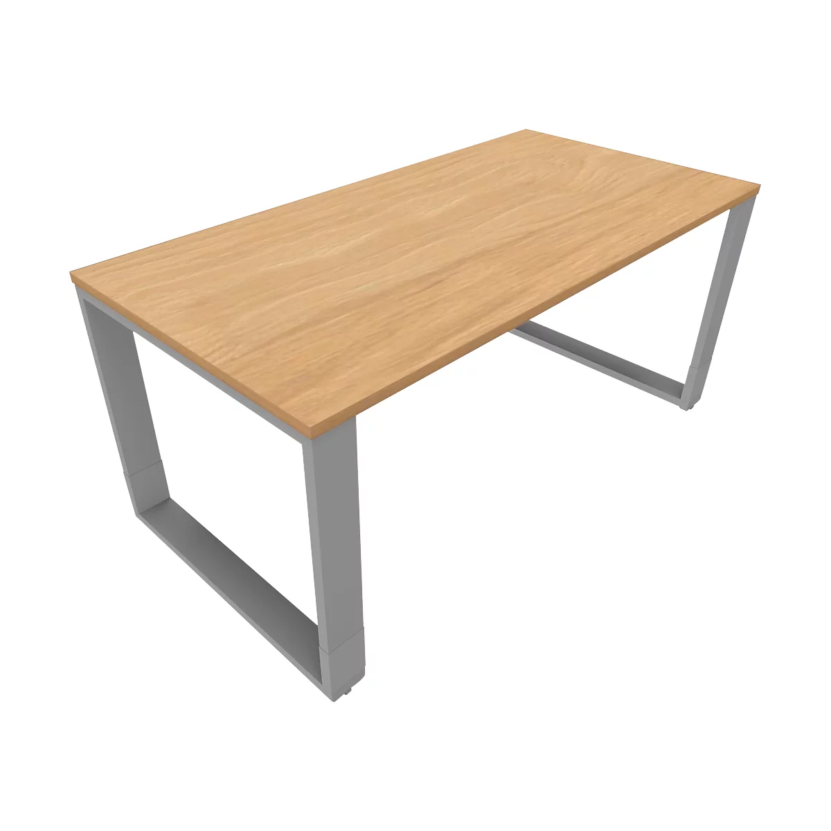 Schreibtisch QUANDOS BOX, Kufengestell, Rechteck, B 1600 x T 800 x H 720 - 820 mm, Eiche Masonic