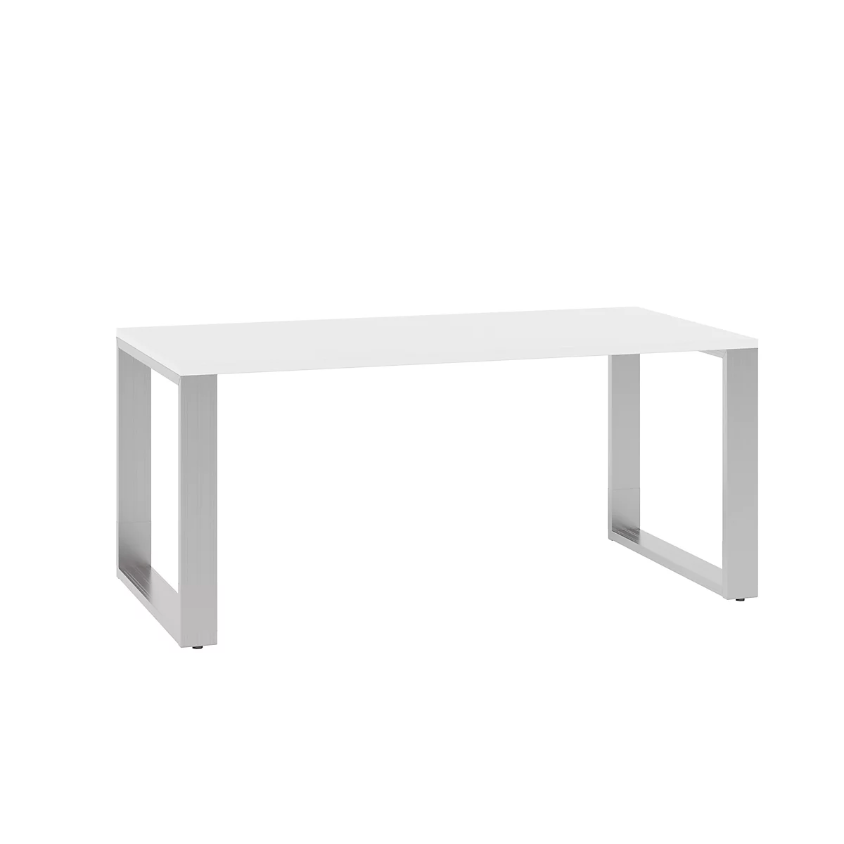 Schreibtisch QUANDOS BOX, Kufengestell, Rechteck, B 1600 x T 800 x H 720 - 820 mm, weiß