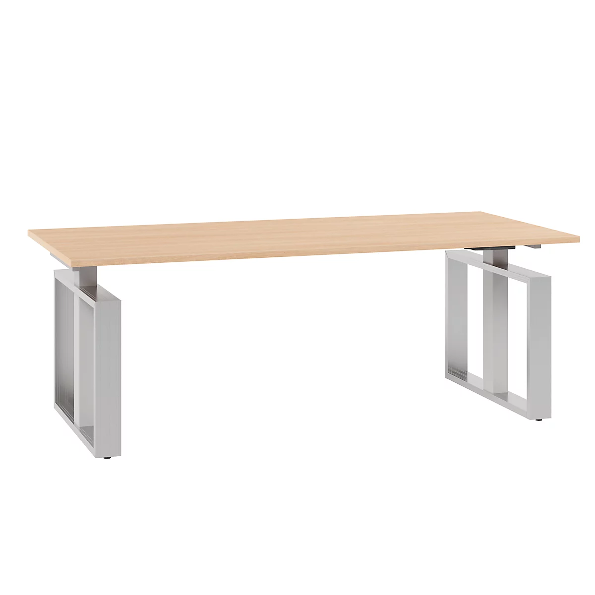 Schreibtisch QUANDOS BOX, Kufengestell, Rechteck, B 2000 x T 900 x H 720 - 820 mm, Kirsche Romana 