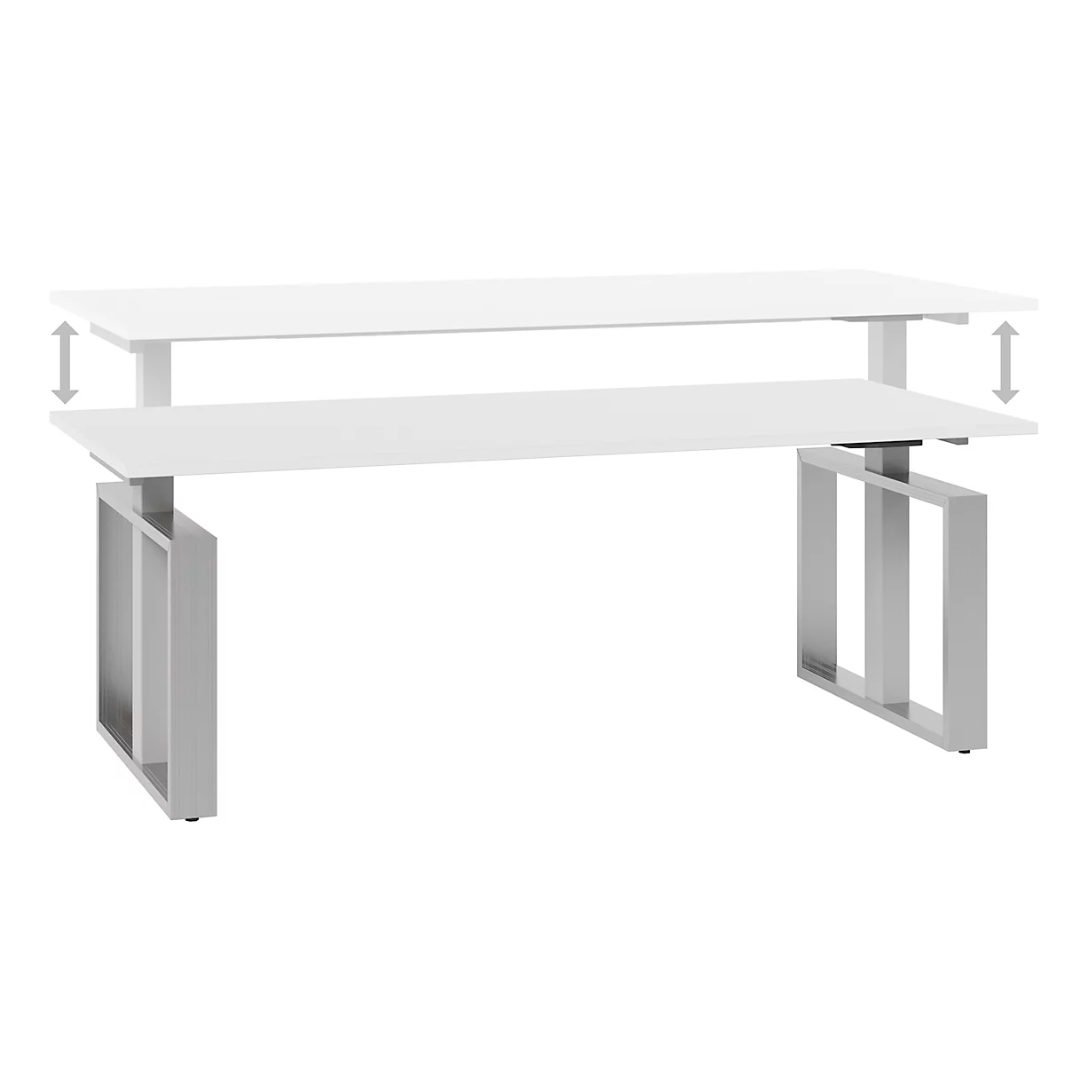 Schreibtisch QUANDOS BOX, Kufengestell, Rechteck, B 2000 x T 900 x H 720 - 820 mm, weiß 
