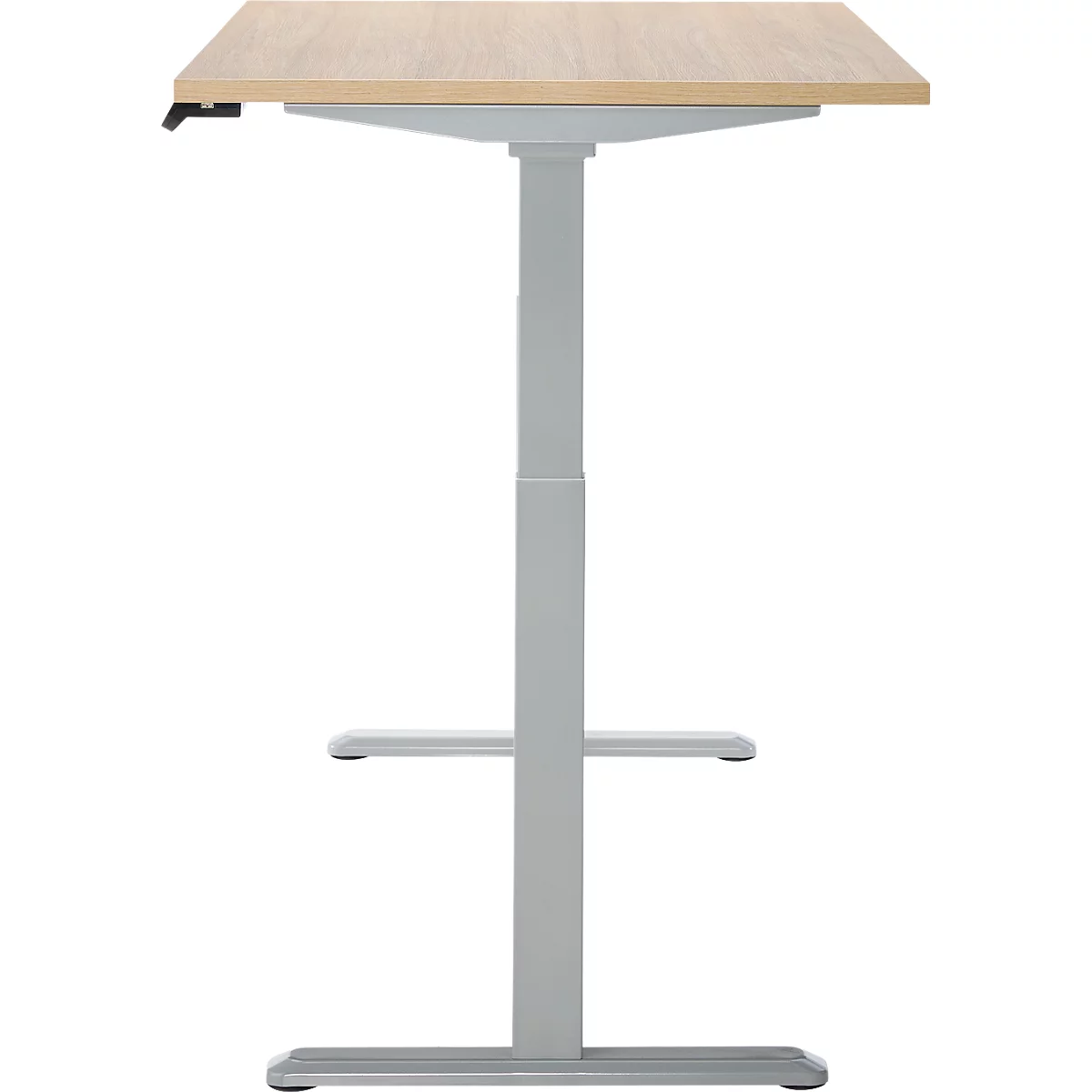 Schreibtisch, Rechteck, elektrisch höhenverstellbar, T-Fuß, B 1200 x T 800 x H 620-1280 mm, inkl. Memory Master, Eiche-Dekor/silber