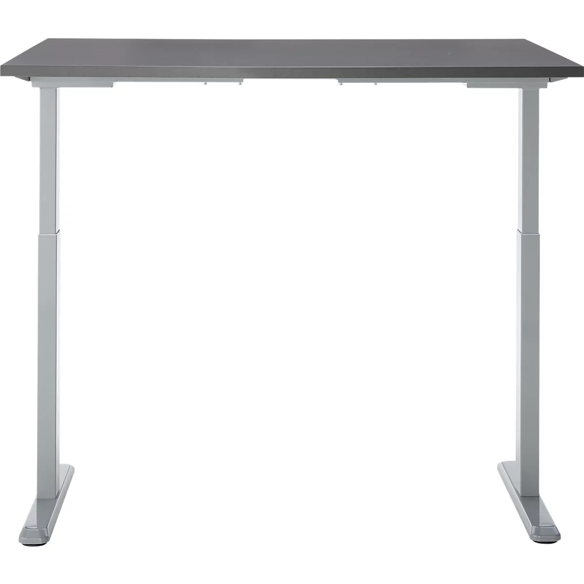 Schreibtisch, Rechteck, elektrisch höhenverstellbar, T-Fuß, B 1200 x T 800 x H 620-1280 mm, inkl. Memory Master, graphit/silber