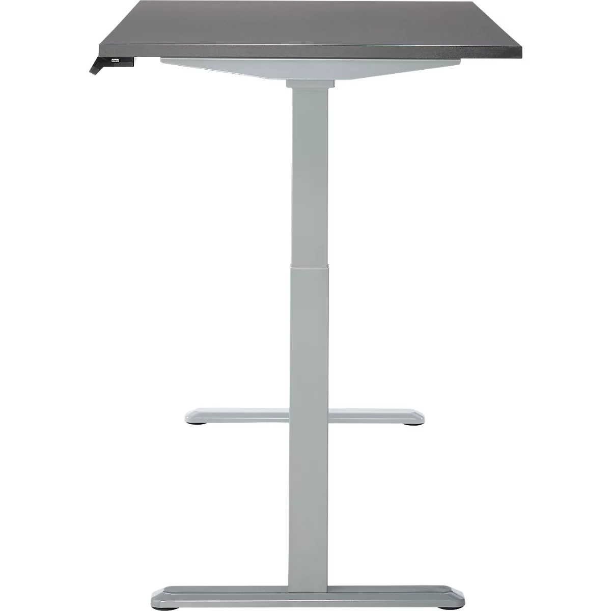 Schreibtisch, Rechteck, elektrisch höhenverstellbar, T-Fuß, B 1200 x T 800 x H 620-1280 mm, inkl. Memory Master, graphit/silber