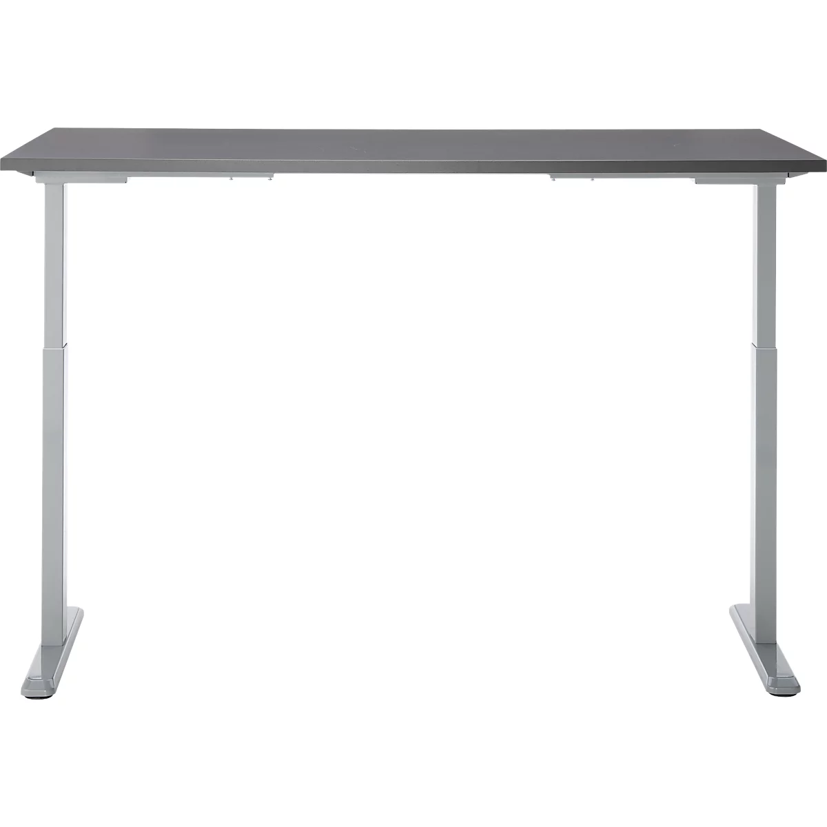 Schreibtisch, Rechteck, elektrisch höhenverstellbar, T-Fuß, B 1600 x T 800 x H 620-1280 mm, inkl. Memory Master, graphit/silber