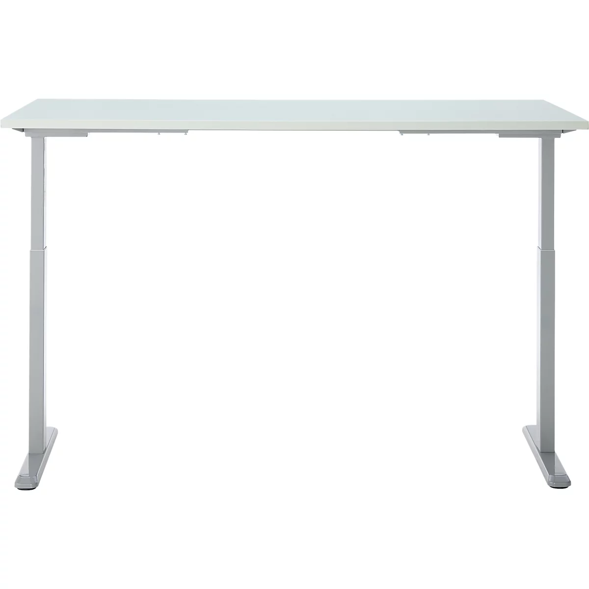 Schreibtisch, Rechteck, elektrisch höhenverstellbar, T-Fuß, B 1800 x T 800 x H 620-1280 mm, inkl. Memory Master, lichtgrau/silber