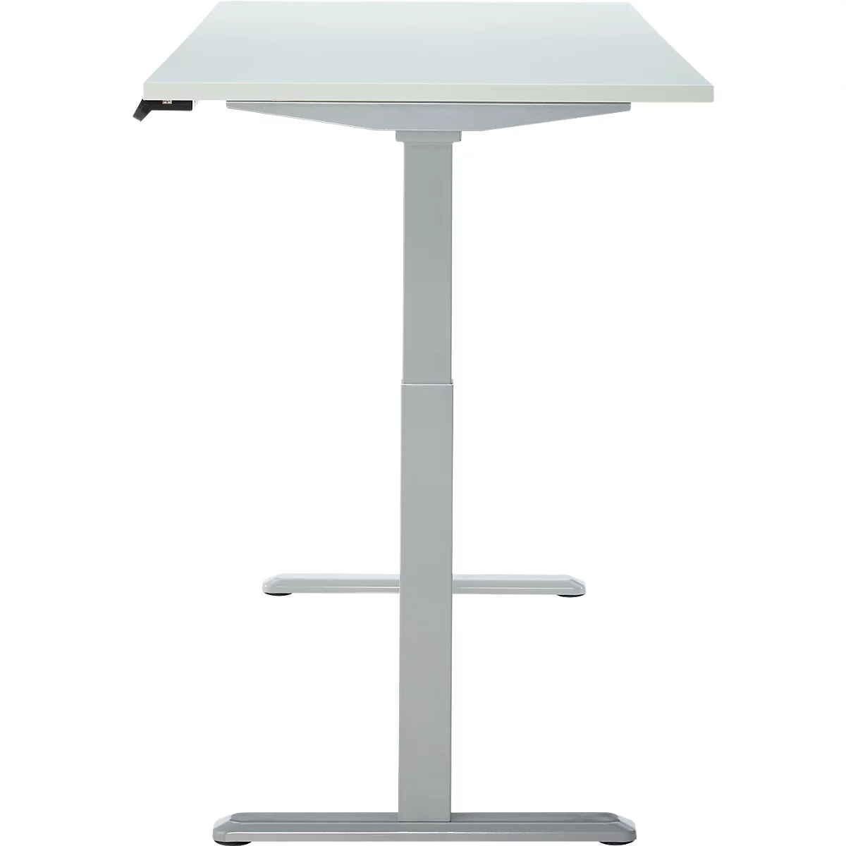 Schreibtisch, Rechteck, elektrisch höhenverstellbar, T-Fuß, B 1800 x T 800 x H 620-1280 mm, inkl. Memory Master, lichtgrau/silber