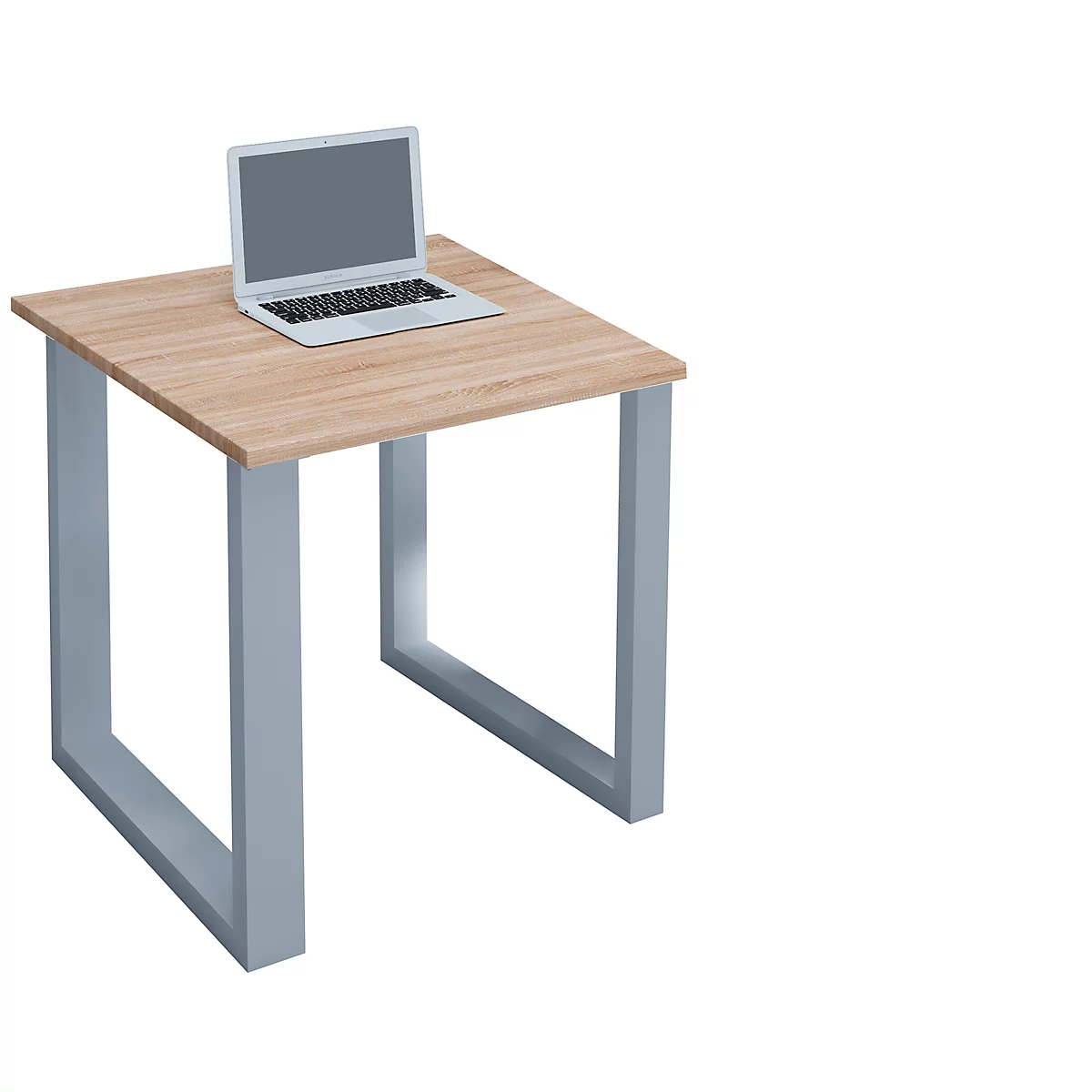 Schreibtisch, rechteckig, Bügelfuß, B 800 x T 800 x H 760 mm, Sonoma Eiche/silber