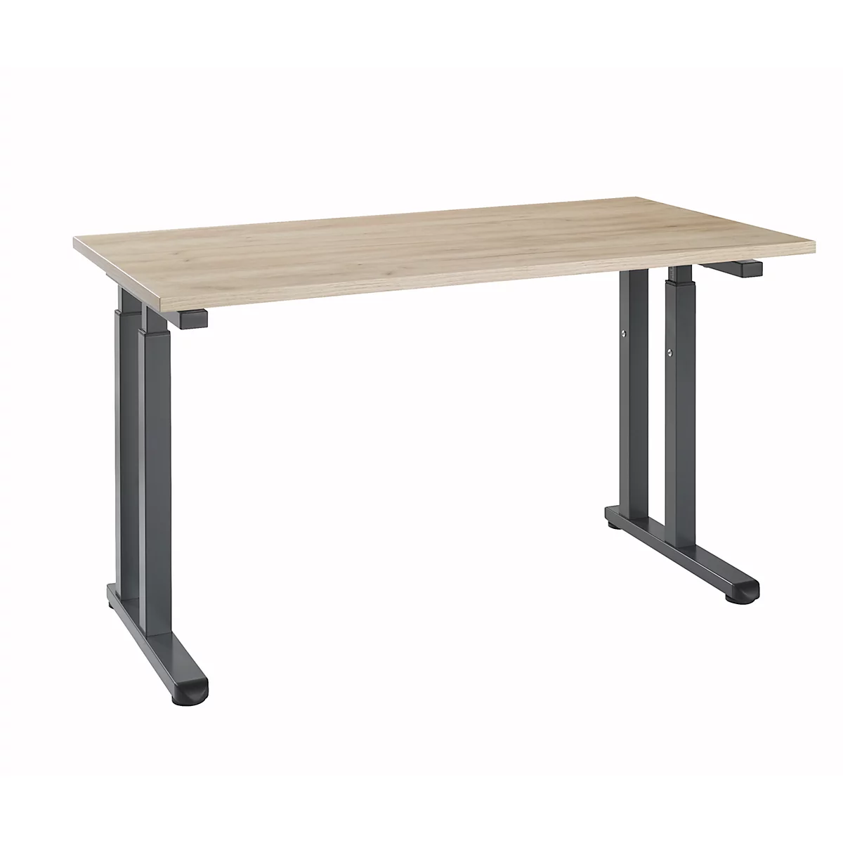 Schreibtisch Set Up, Rechteck, C-Fuß, B 1300 x T 650 x H 685-820 mm, Eiche/graphit 