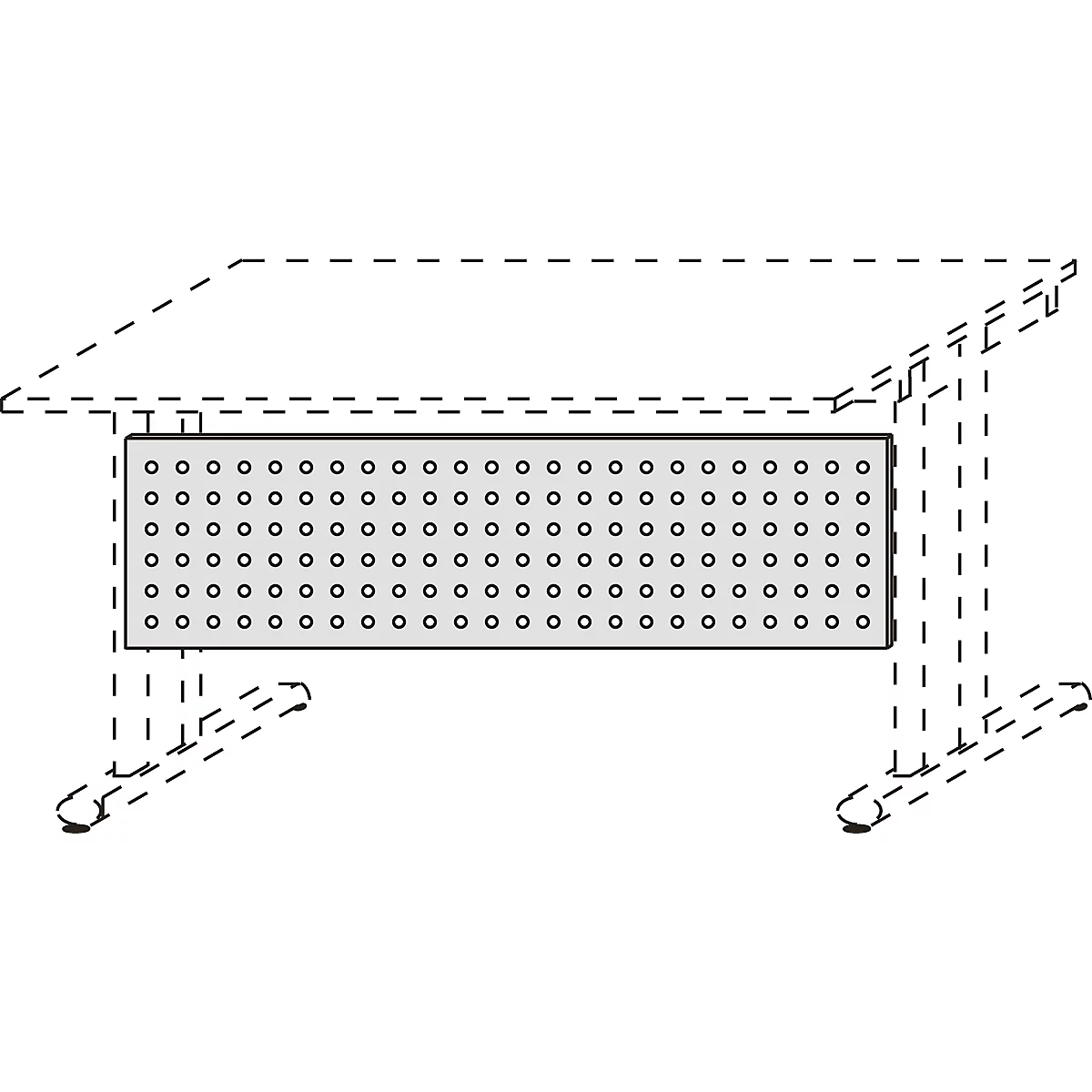Schreibtisch Sichtblende, geeignet für Tische mit B 1600 mm, Lochraster, alusilber