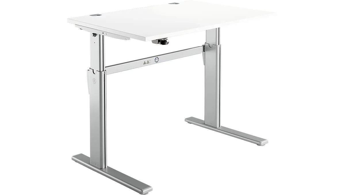 Schreibtisch Standard, elektrisch höhenverstellbar, Rechteck, C-Fuß, B 1200 x T 800 x H 725-1185 mm, weiß/weißaluminium RAL 9006 
