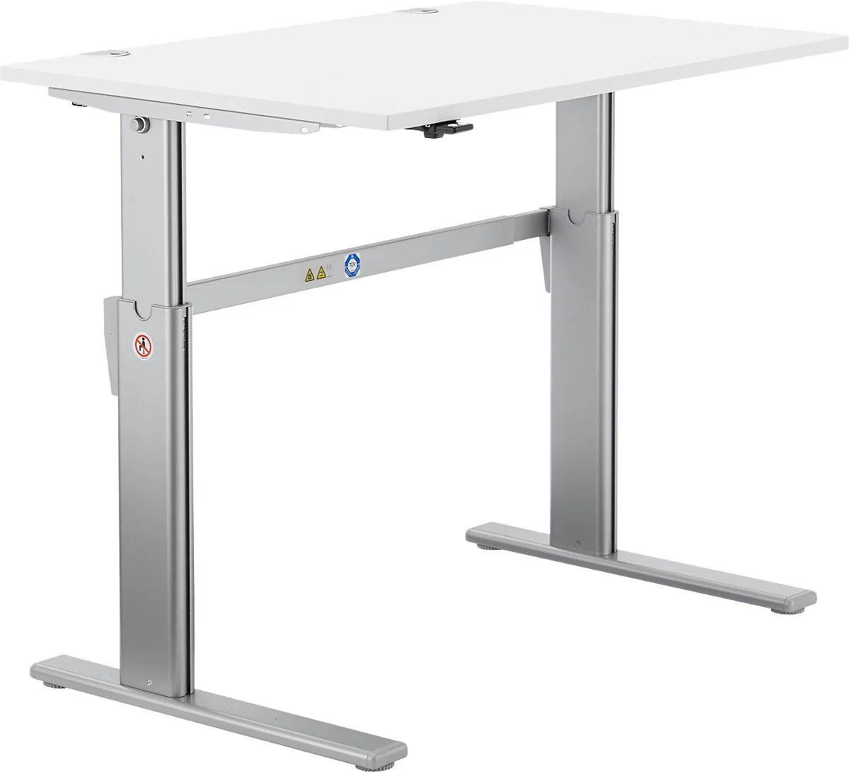 Schreibtisch Standard, elektrisch höhenverstellbar, Rechteck, C-Fuß, B 1200 x T 800 x H 725-1185 mm, weiß/weißaluminium RAL 9006