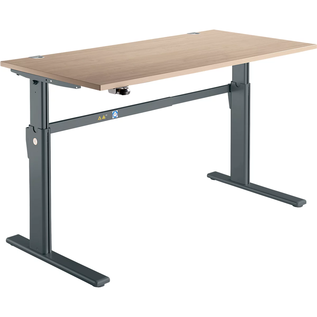 Schreibtisch Standard, elektrisch höhenverstellbar, Rechteck, C-Fuß, B 1600 x T 800 x H 725-1185 mm, Eiche/anthrazit