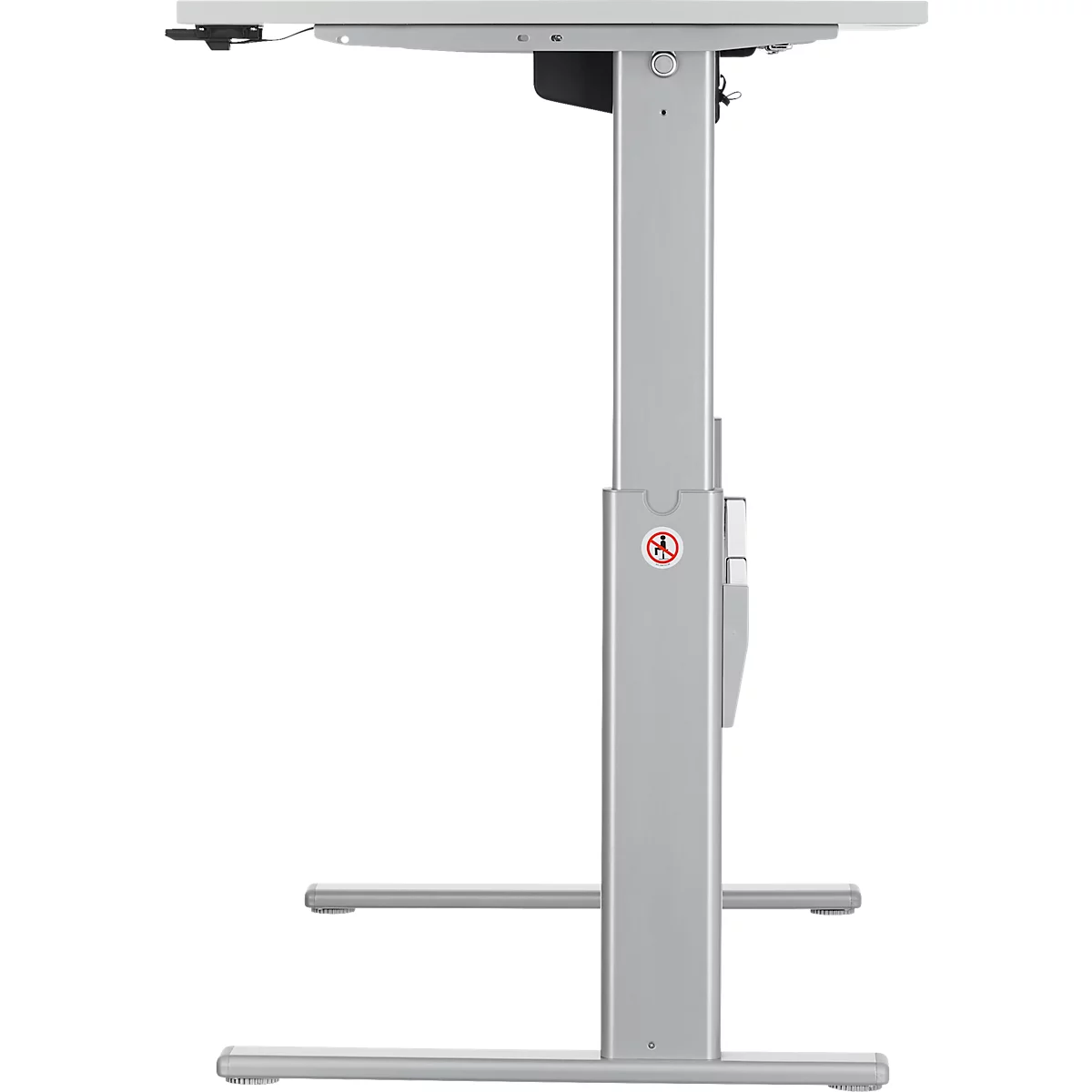 Schreibtisch Standard, elektrisch höhenverstellbar, Rechteck, C-Fuß, B 1600 x T 800 x H 725-1185 mm, lichtgrau/weißaluminium RAL 9006
