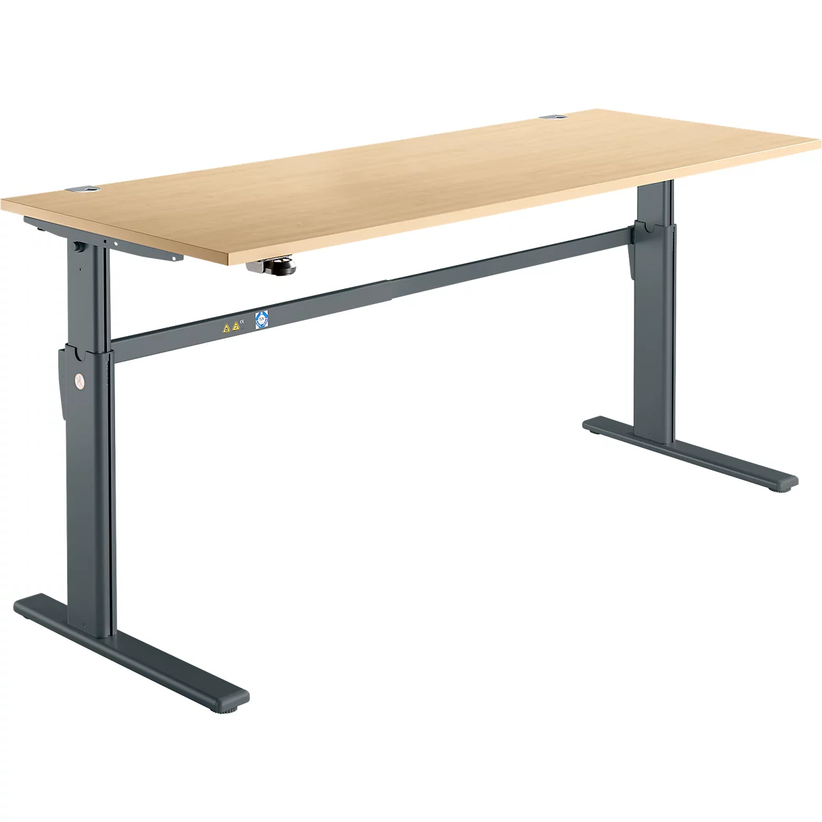 Schreibtisch Standard, elektrisch höhenverstellbar, Rechteck, C-Fuß, B 1800 x T 800 x H 725-1185 mm, Ahorn/anthrazit