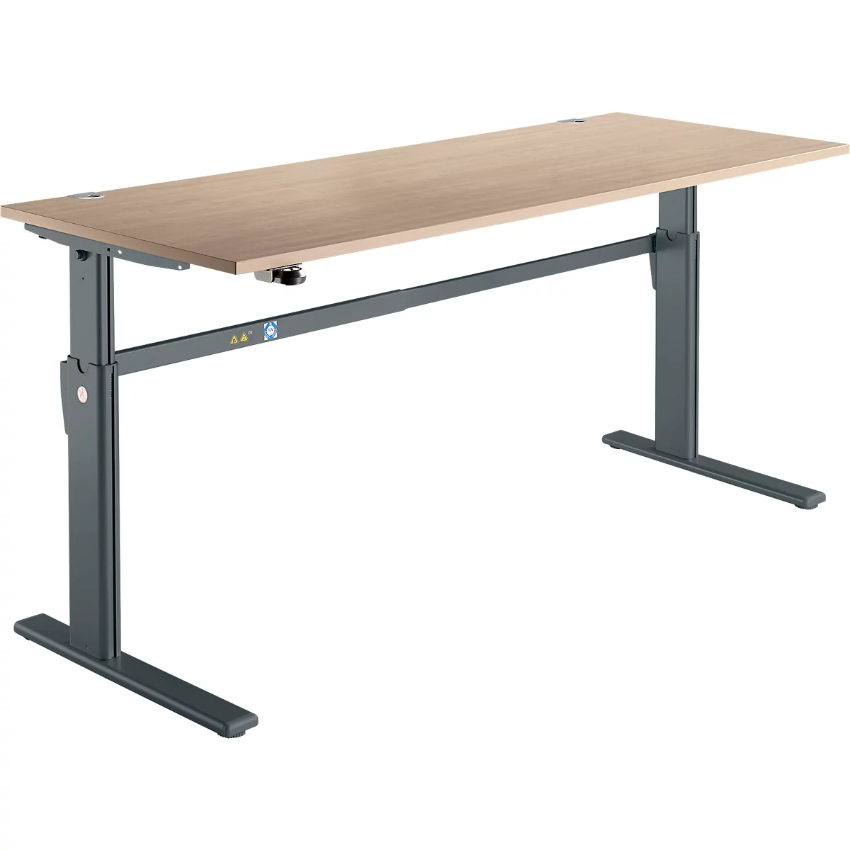 Schreibtisch Standard, elektrisch höhenverstellbar, Rechteck, C-Fuß, B 1800 x T 800 x H 725-1185 mm, Eiche/anthrazit