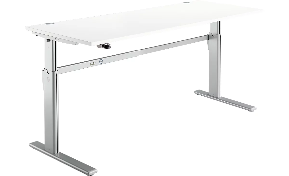 Schreibtisch Standard, elektrisch höhenverstellbar, Rechteck, C-Fuß, B 1800 x T 800 x H 725-1185 mm, weiß/weißaluminium RAL 9006 