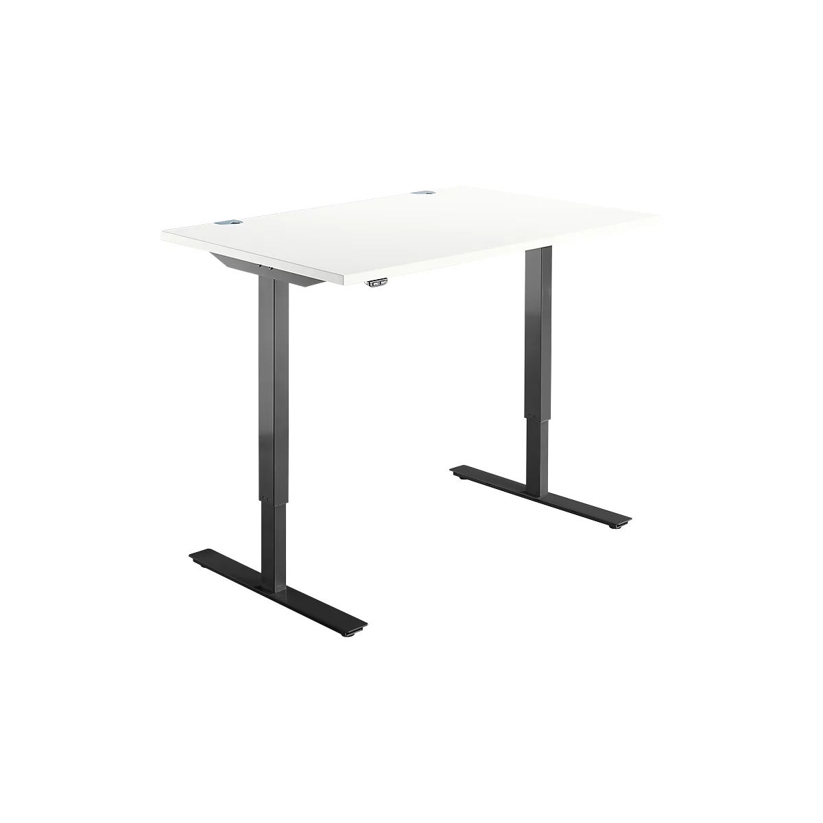 Schreibtisch Start Off, elektrisch höhenverstellbar, Rechteck, T-Fuß, B 1200 x T 800 x H 755-1255 mm, weiß/schwarz