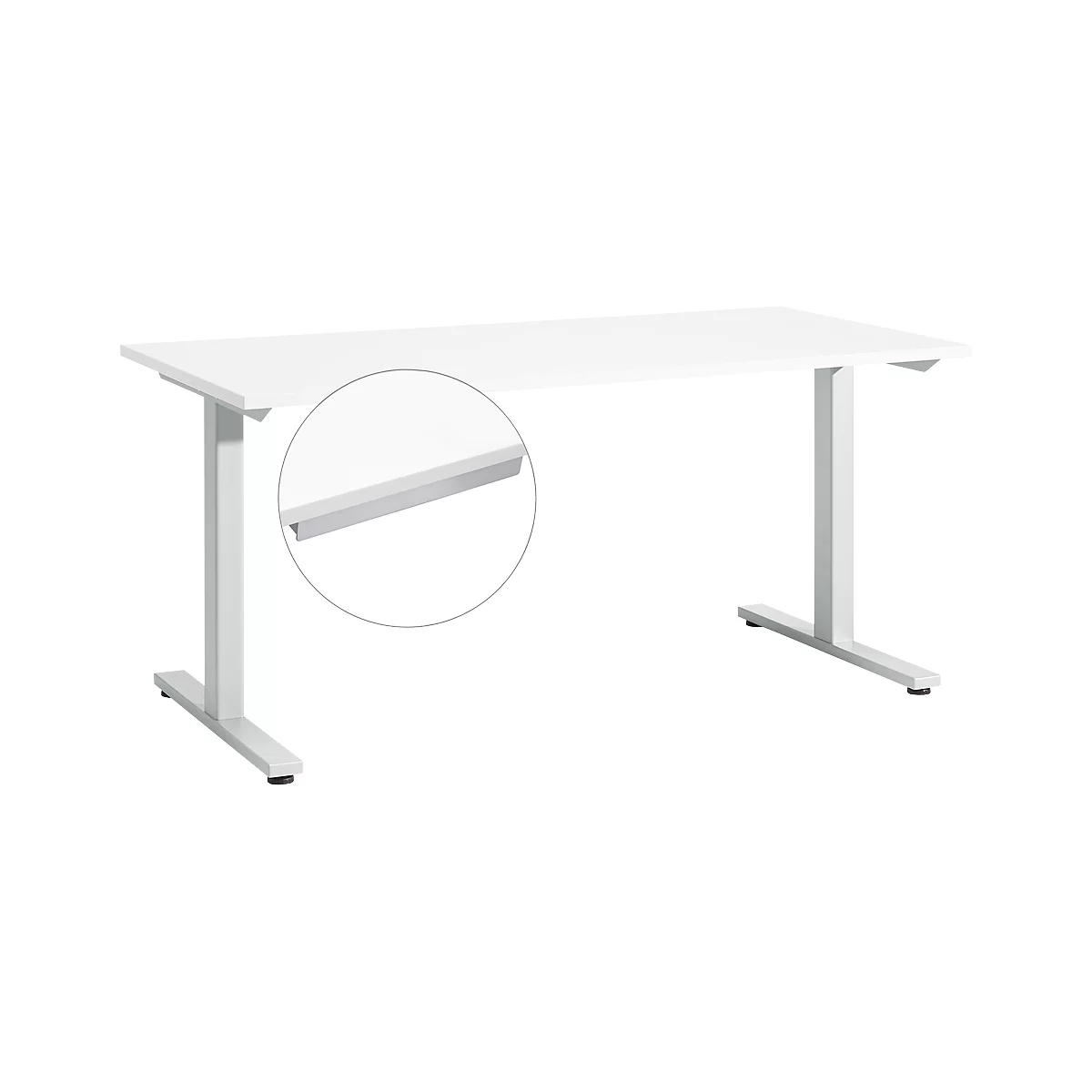 Schreibtisch Start Up, T-Fuß-Gestell, B 1600 x T 800 x H 735 mm, weiß + Schublade