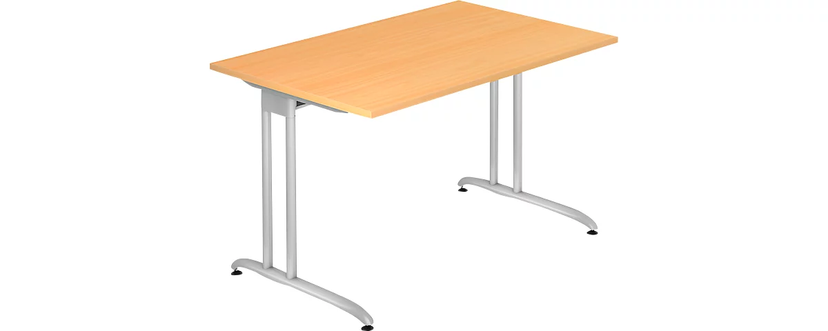 Schreibtisch TARA, C-Fuß, Rechteck, B 1200 x T 800 x H 720 mm, Buche-Dekor