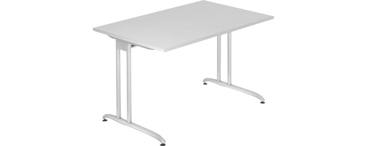 Schreibtisch TARA, C-Fuß, Rechteck, B 1200 x T 800 x H 720 mm, lichtgrau
