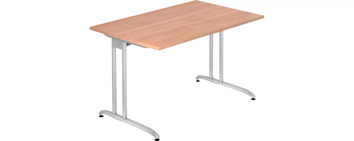 Schreibtisch TARA, C-Fuß, Rechteck, B 1200 x T 800 x H 720 mm, Nussbaum-Dekor