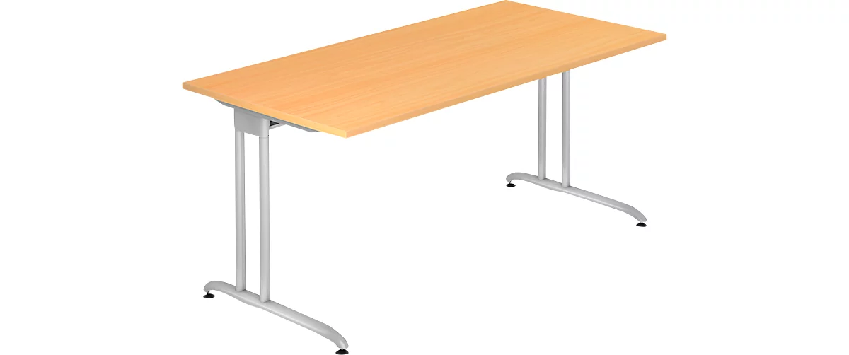 Schreibtisch TARA, C-Fuß, Rechteck, B 1600 x T 800 x H 720 mm, Buche-Dekor