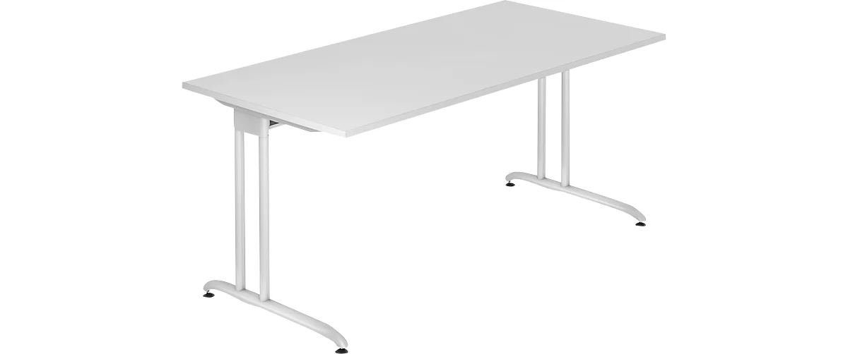 Schreibtisch TARA, C-Fuß, Rechteck, B 1600 x T 800 x H 720 mm, lichtgrau