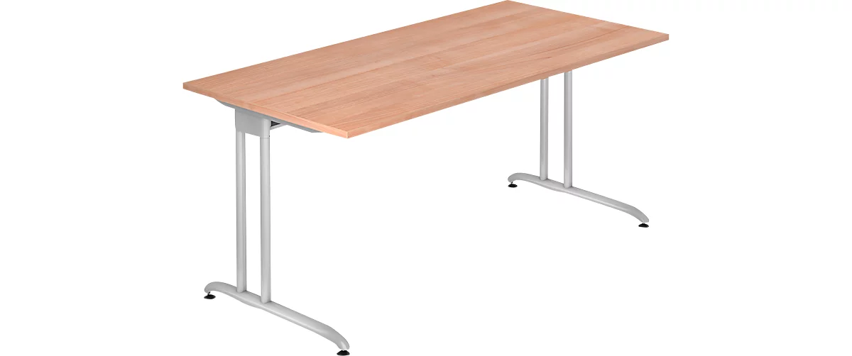Schreibtisch TARA, C-Fuß, Rechteck, B 1600 x T 800 x H 720 mm, Nussbaum-Dekor