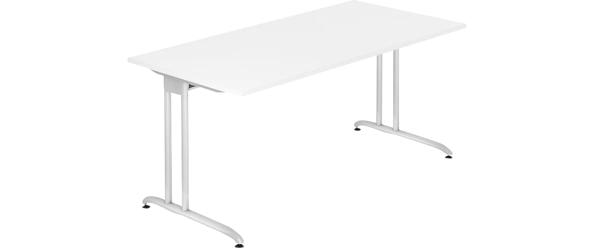 Schreibtisch TARA, C-Fuß, Rechteck, B 1600 x T 800 x H 720 mm, weiß