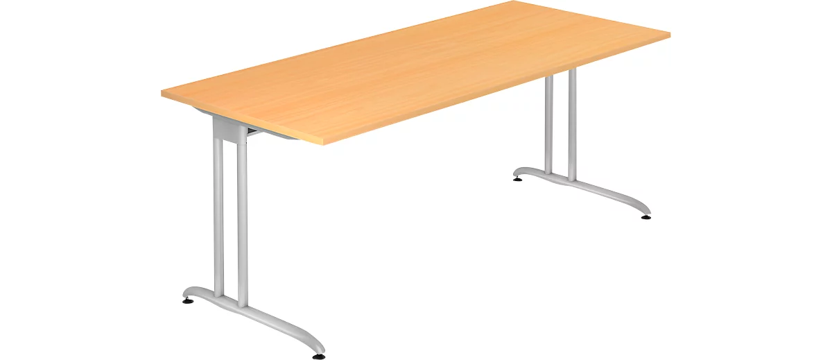 Schreibtisch TARA, C-Fuß, Rechteck, B 1800 x T 800 x H 720 mm, Buche-Dekor