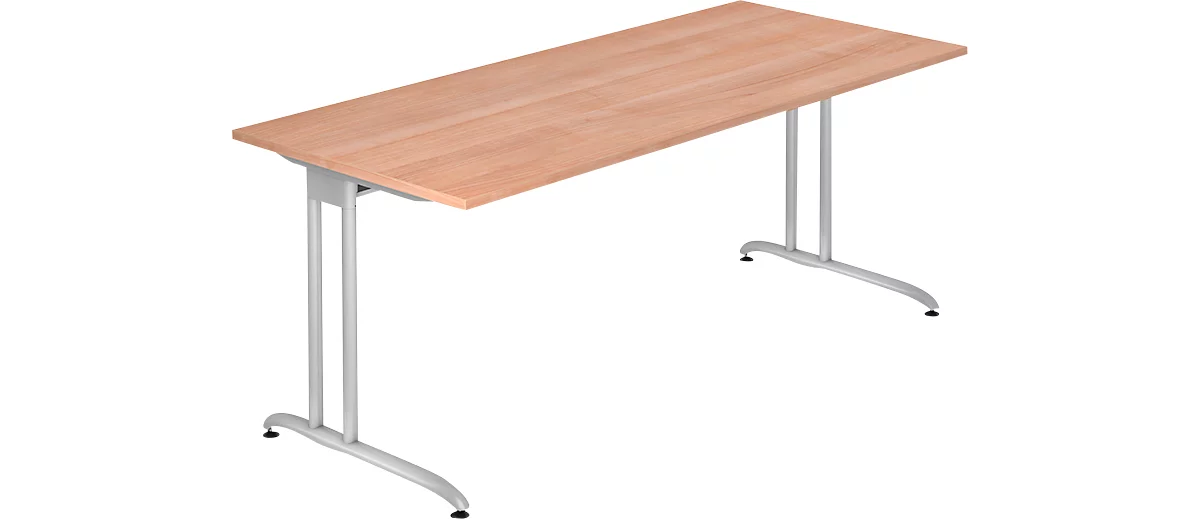 Schreibtisch TARA, C-Fuß, Rechteck, B 1800 x T 800 x H 720 mm, Nussbaum-Dekor