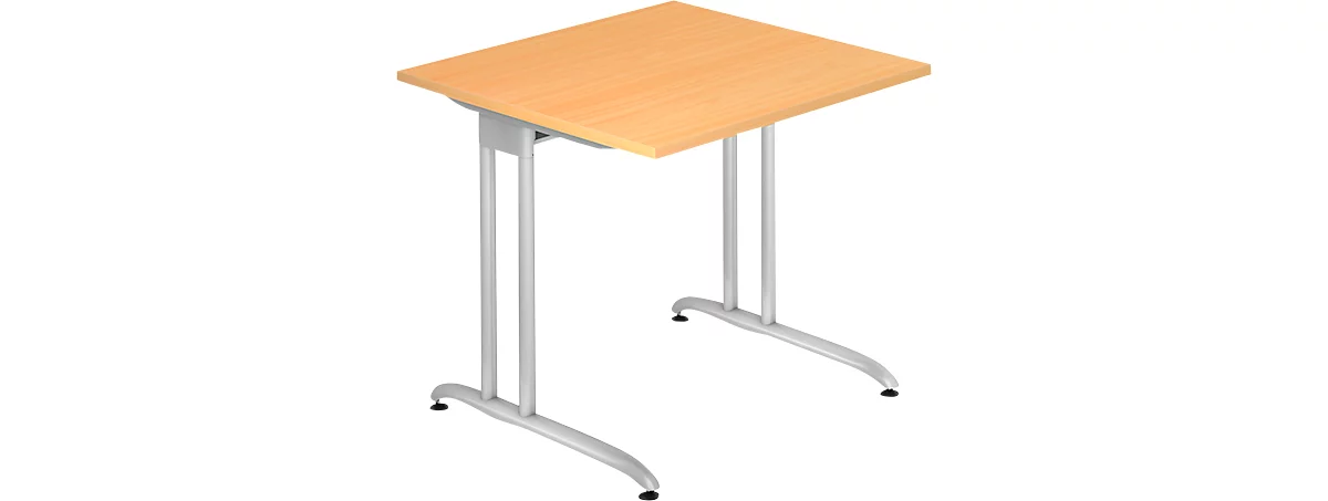 Schreibtisch TARA, C-Fuß, Rechteck, B 800 x T 800 x H 720 mm, Buche-Dekor