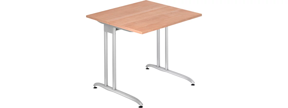 Schreibtisch TARA, C-Fuß, Rechteck, B 800 x T 800 x H 720 mm, Nussbaum-Dekor