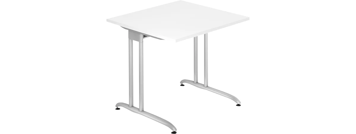 Schreibtisch TARA, C-Fuß, Rechteck, B 800 x T 800 x H 720 mm, weiß