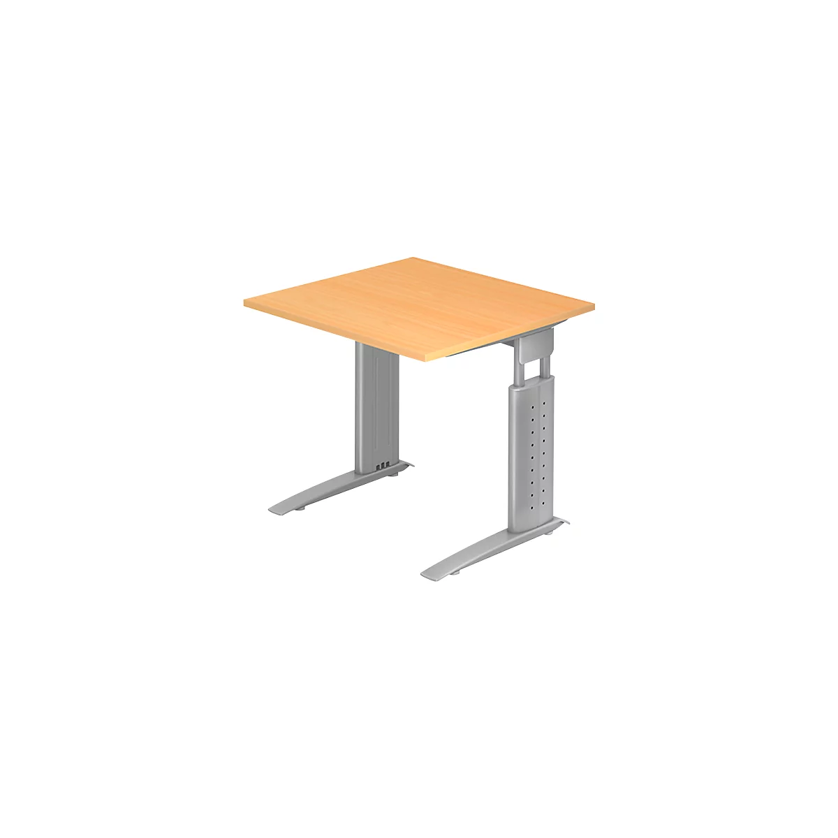 Schreibtisch TARVIS, C-Fuß, Rechteck, B 800 mm, Gestell silber, höhenverstellbar, Buche-Dekor