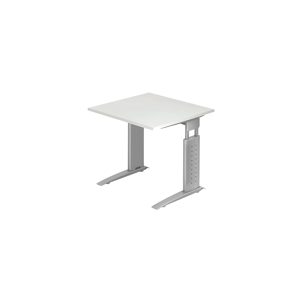 Schreibtisch TARVIS, C-Fuß, Rechteck, B 800 mm, Gestell silber, höhenverstellbar, lichtgrau