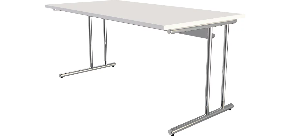 Schreibtisch Toledo, höhenverstellbar, Rechteck, C-Fuß-Gestell, Breite 1600 mm, weiß