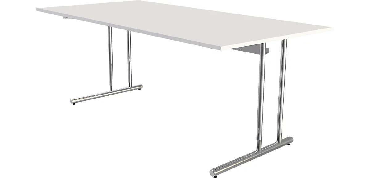 Schreibtisch Toledo, höhenverstellbar, Rechteck, C-Fuß-Gestell, Breite 2000 mm, weiß