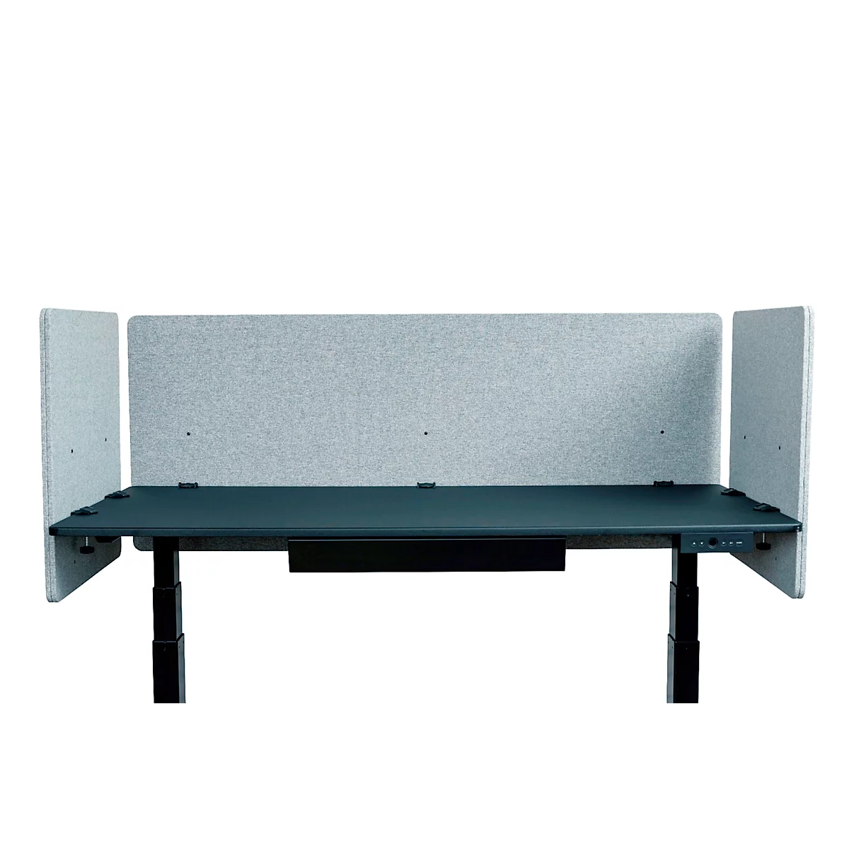 Schreibtisch-Trennwand Luxor, für Plattenstärke bis 40 mm, Klammerbefestigung, B 1600 x T 20 x H 600 mm, ca. 9 kg, recycelte Materialien, hellgrau