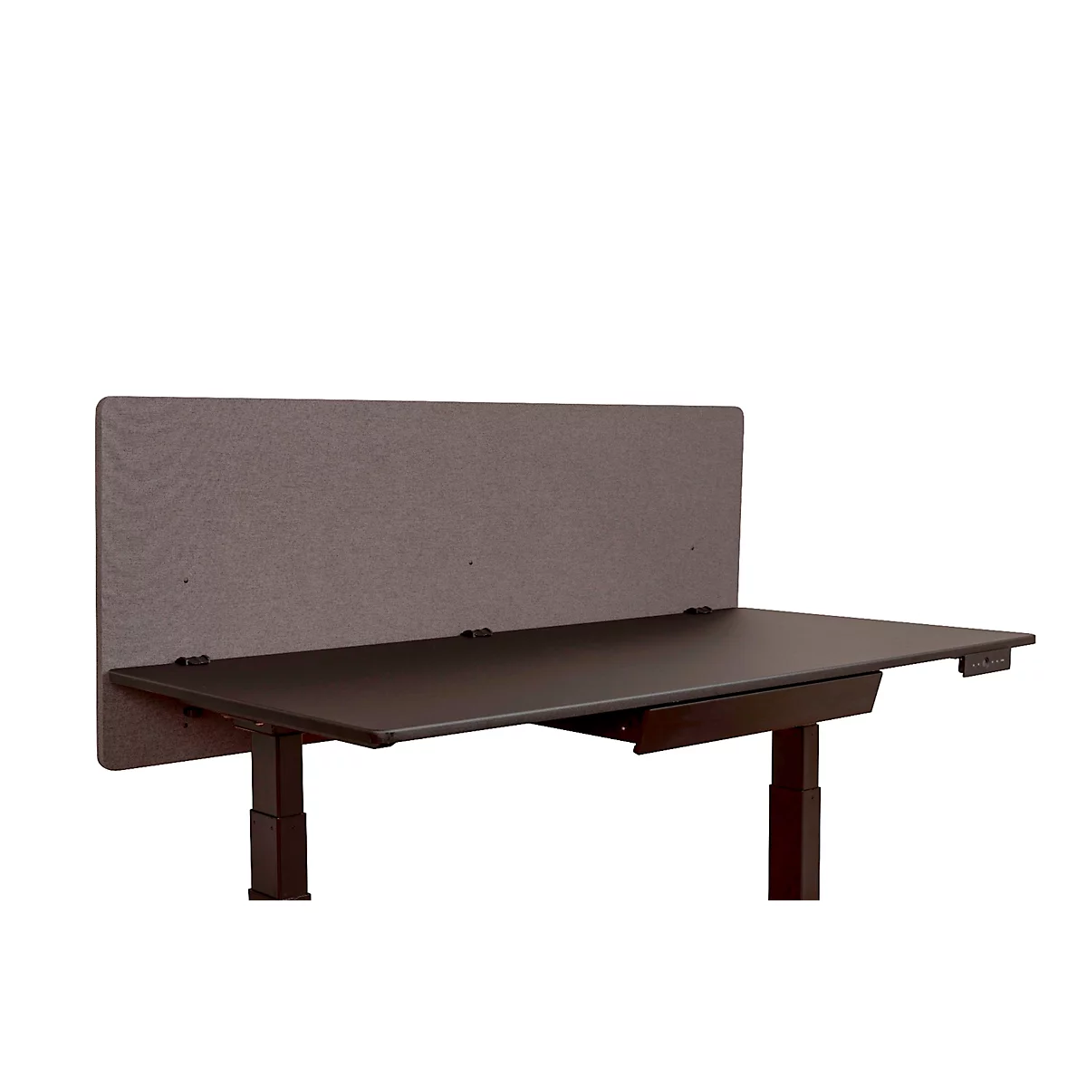 Schreibtisch-Trennwand Luxor, für Plattenstärke bis 40 mm, Klammerbefestigung, B 1600 x T 20 x H 600 mm, ca. 9 kg, recycelte Materialien, schiefergrau