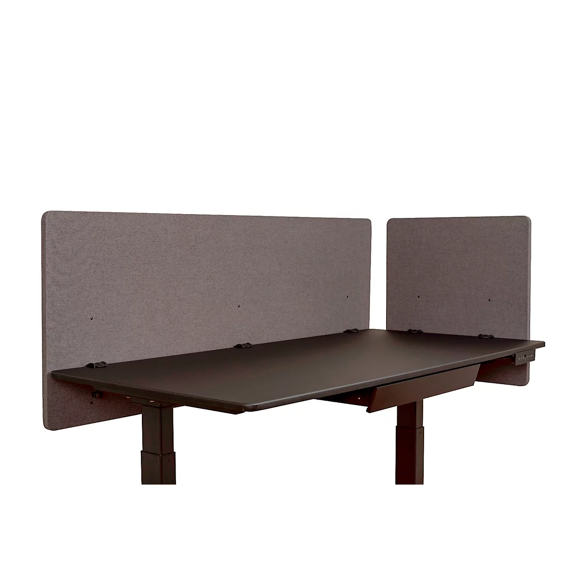Schreibtisch-Trennwand Luxor, für Plattenstärke bis 40 mm, Klammerbefestigung, B 1600 x T 20 x H 600 mm, ca. 9 kg, recycelte Materialien, schiefergrau