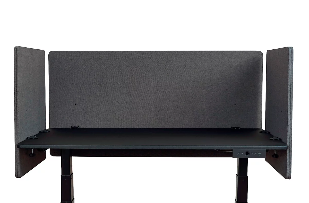 Schreibtisch-Trennwand Luxor, für Plattenstärke bis 40 mm, Klammerbefestigung, ca. 6 kg, B 1200 x T 20 x H 600 mm, recycelte Materialien, schiefergrau