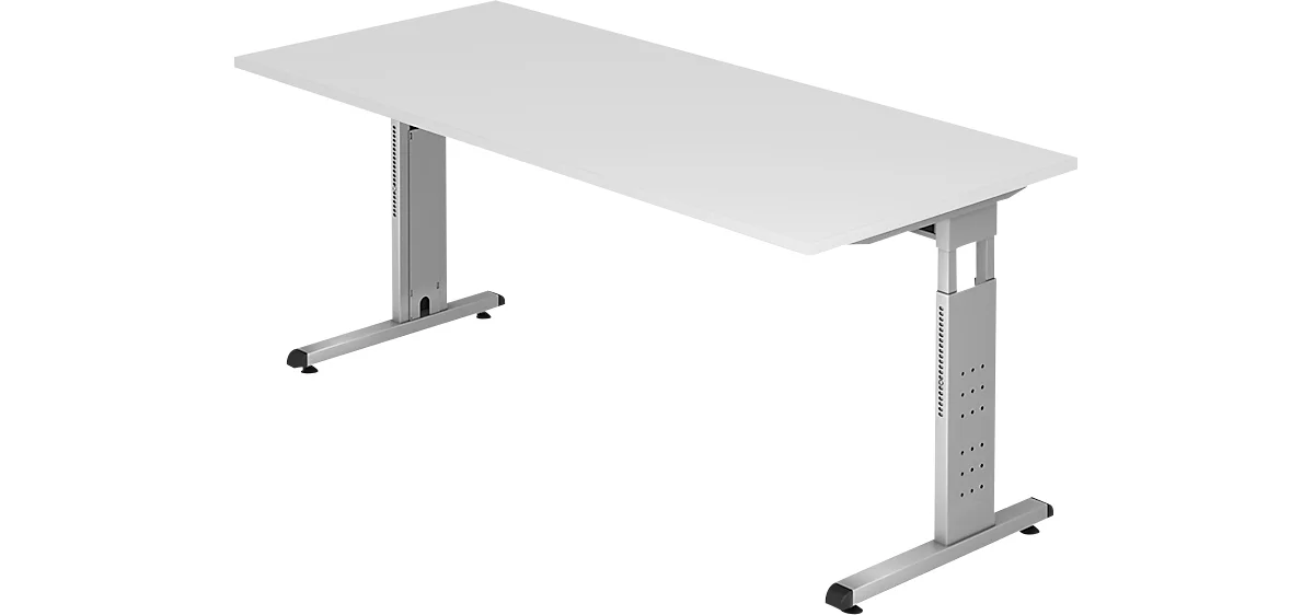 Schreibtisch ULM, C-Fuß, Rechteck, B 1800 x T 800 x H 650-850 mm, lichtgrau