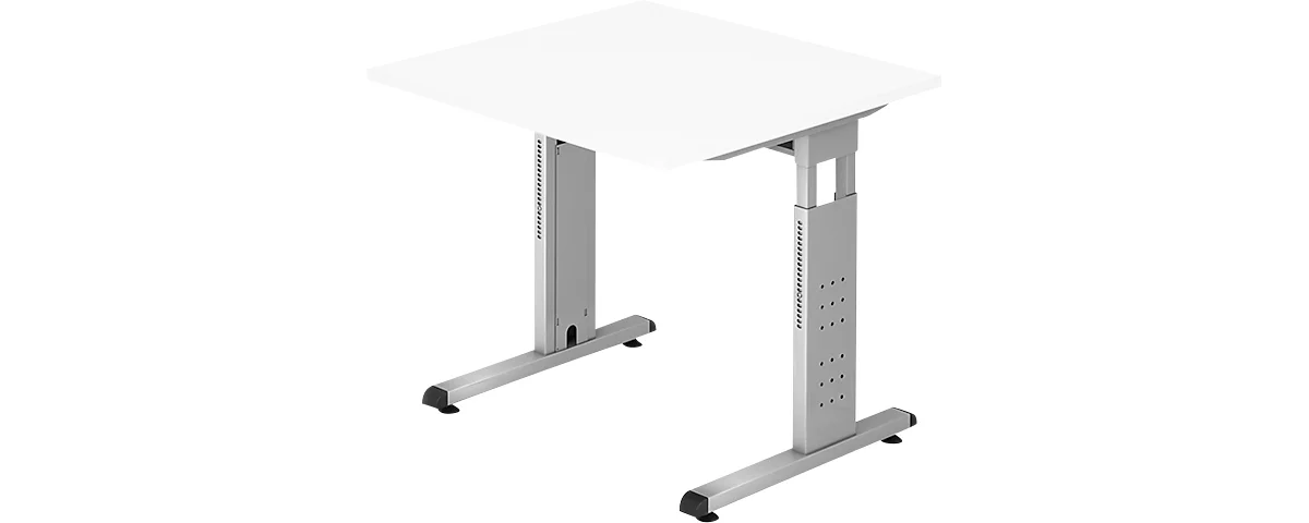 Schreibtisch ULM, C-Fuß, Rechteck, B 800 x T 800 x H 650-850 mm, weiß