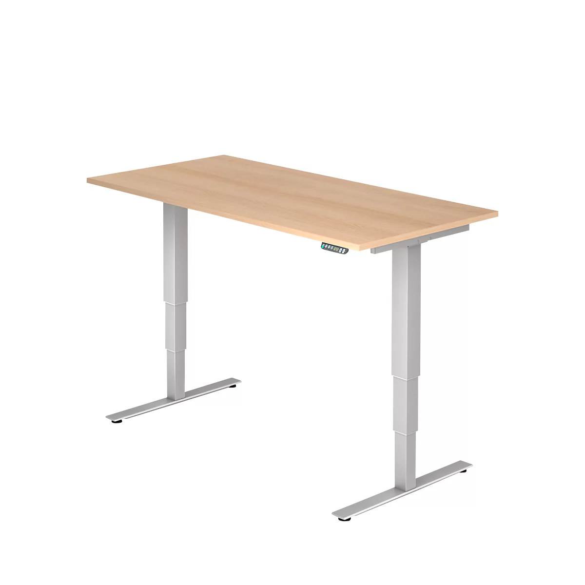 Schreibtisch ULM, elektrisch, höhenverstellbar, B 1600 mm, Eiche-Dekor