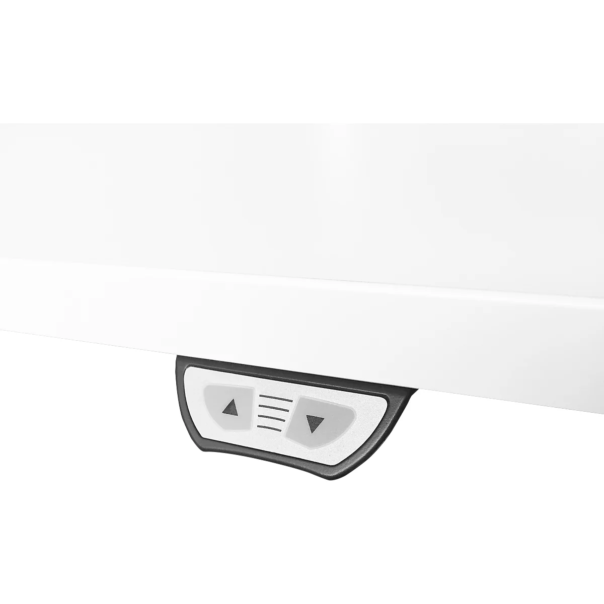 Schreibtisch ULM, elektrisch höhenverstellbar, Rechteck, T-Fuß, B 1200 x T 800 x H 720-1190 mm, lichtgrau/alusilber + Kabelwanne