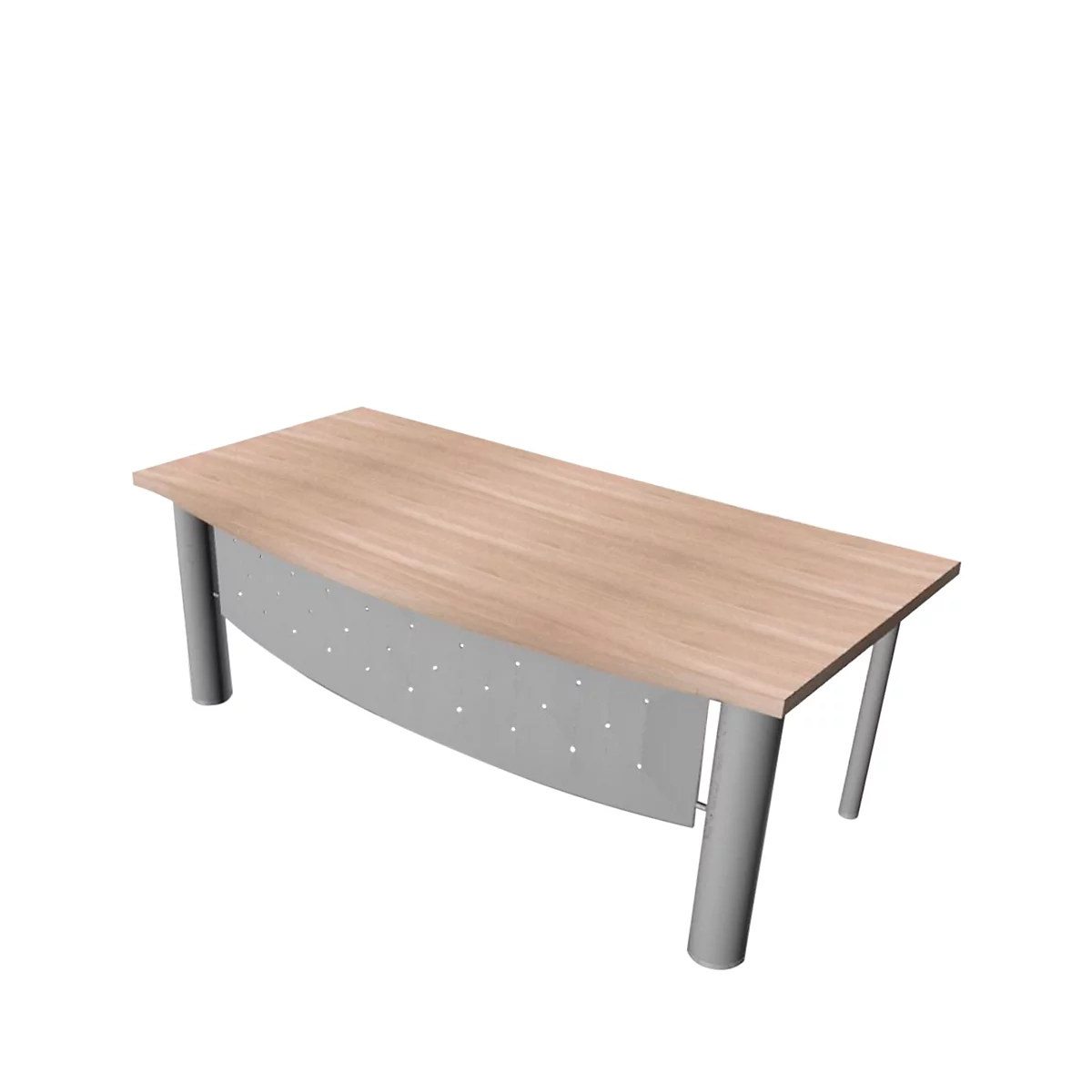 Schreibtisch X-TIME-WORK, 4-Fuß, Bogen, B 2000 x T 900 x H 740 mm, Ulme/Alu