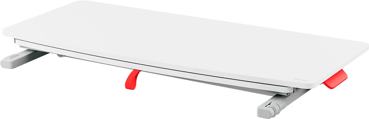 Schreibtischaufsatz Leitz Ergo Cosy, für Sitz- und Stehposition, höhenverstellbar, mit ausziehbarer Tastaturablage, B 420 x T 800 x H 72 mm, grau