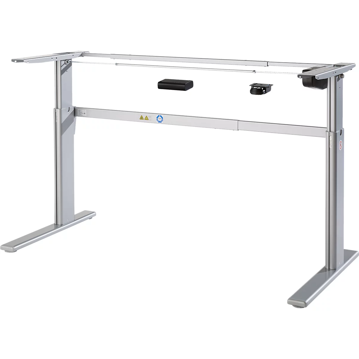 Schreibtischgestell Standard, für Tischbreiten 1200-1800 mm, elektrisch höhenverstellbar, H 725-1185 mm, C-Fuß, weißaluminium