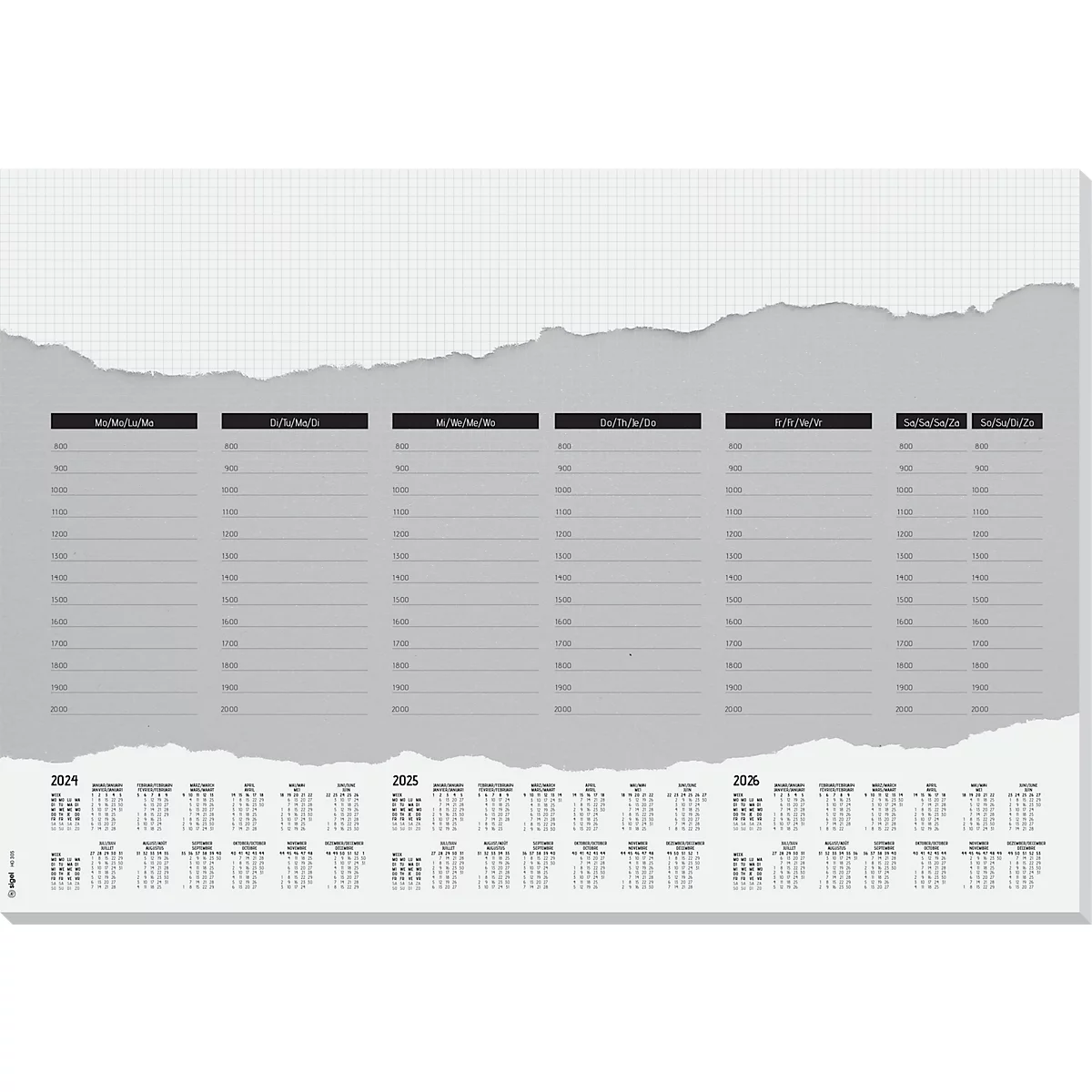 Schreibunterlage '3-Jahreskalendarium, Tages- und Wochenplan', 80g/m², 52 Blatt